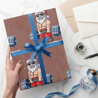 Funny Santa Gym Xmas Wrapping Paper Roll Healthy Xmas - Wonder Print Shop