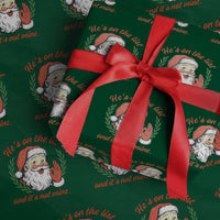 Funny Santa He is On the List Christmas Wrapping Paper Roll Sassy Retro Holiday Humor - Wonder Print Shop