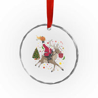 Funny Santa Headless Horseman Crystal Glass Ornament Christmas Halloween Gift TS12