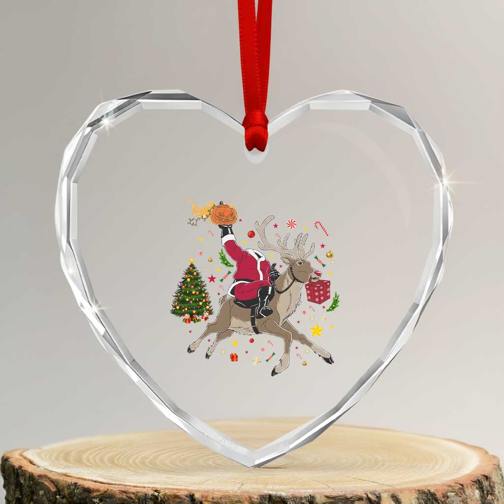 Funny Santa Headless Horseman Heart Crystal Glass Ornament Christmas Halloween Gift - Wonder Print Shop