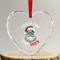 Funny Santa Heart Crystal Glass Ornament I Do It For The Ho's - Wonder Print Shop