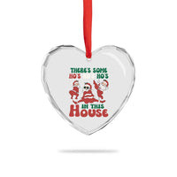 Funny Santa Heart Crystal Glass Ornament There’s Some Ho’s In This House Funny Xmas - Wonder Print Shop