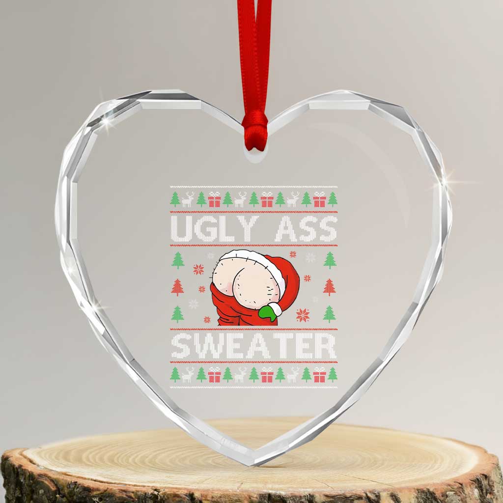 Funny Santa Heart Crystal Glass Ornament Ugly Ass XMas Elephant Gift for Him - Wonder Print Shop