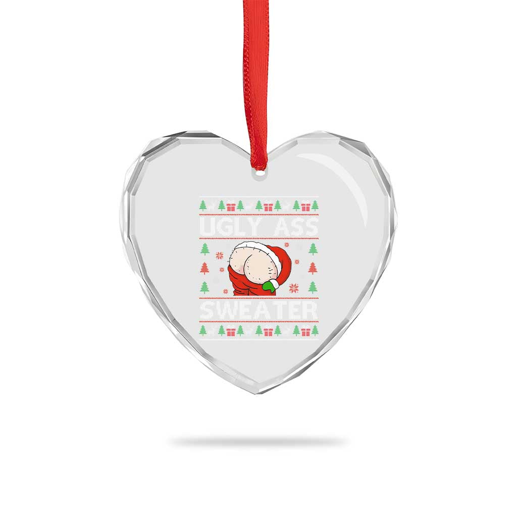 Funny Santa Heart Crystal Glass Ornament Ugly Ass XMas Elephant Gift for Him - Wonder Print Shop