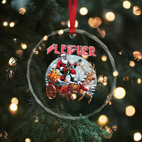 Funny Santa Heavy Metal Christmas Crystal Glass Ornament Sleigher Xmas Rock & Roll - Wonder Print Shop