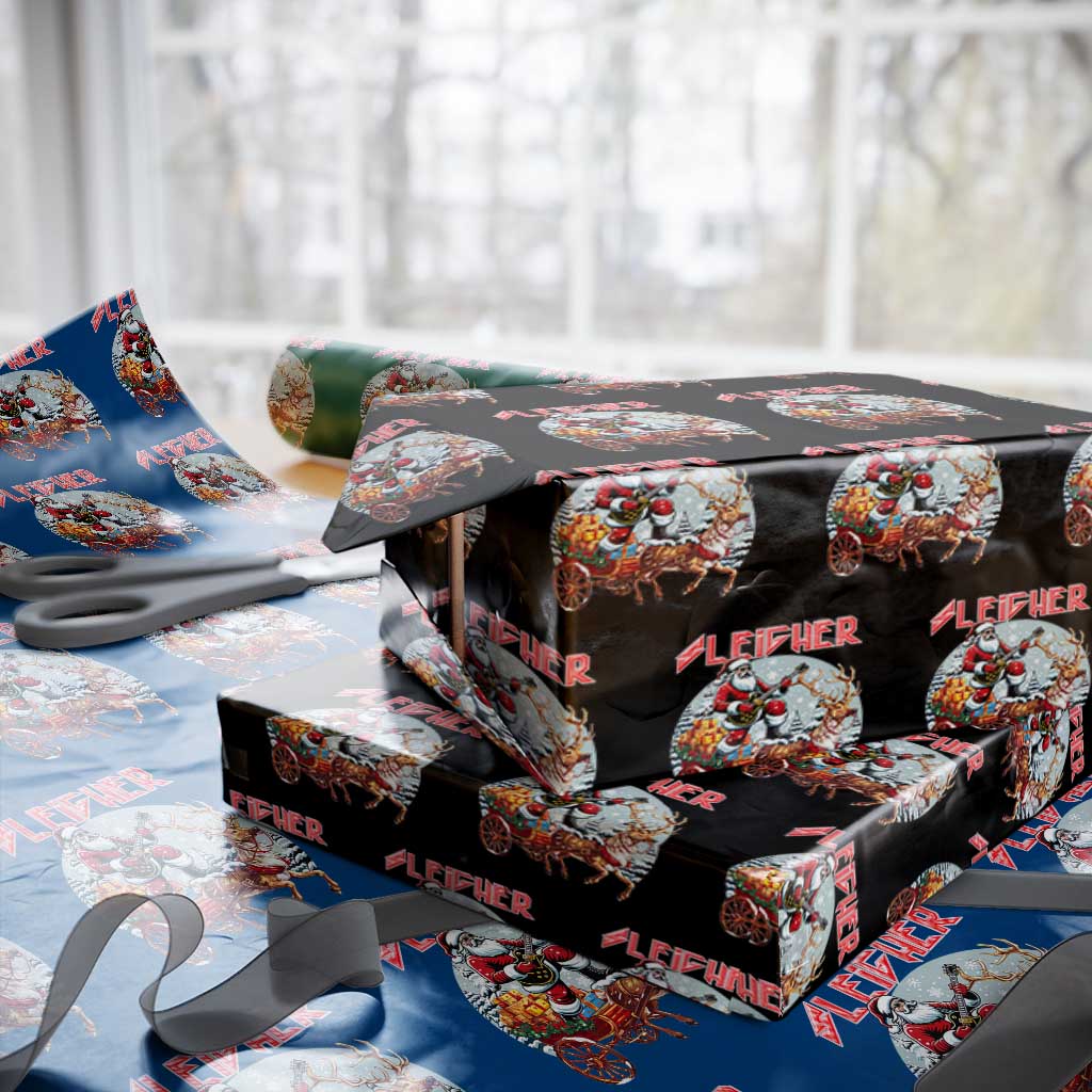 Funny Santa Heavy Metal Christmas Wrapping Paper Roll Sleigher Xmas Rock & Roll - Wonder Print Shop