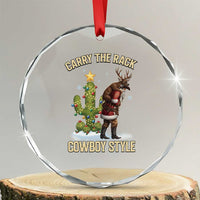 Funny Santa Hunting Crystal Glass Ornament Carry The Rack Cowboy Style - Wonder Print Shop