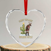 Funny Santa Hunting Heart Crystal Glass Ornament Carry The Rack Cowboy Style - Wonder Print Shop