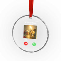 Funny Santa Jesus Video Call Crystal Glass Ornament - Wonder Print Shop