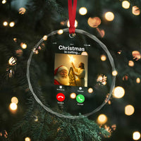 Funny Santa Jesus Video Call Crystal Glass Ornament - Wonder Print Shop