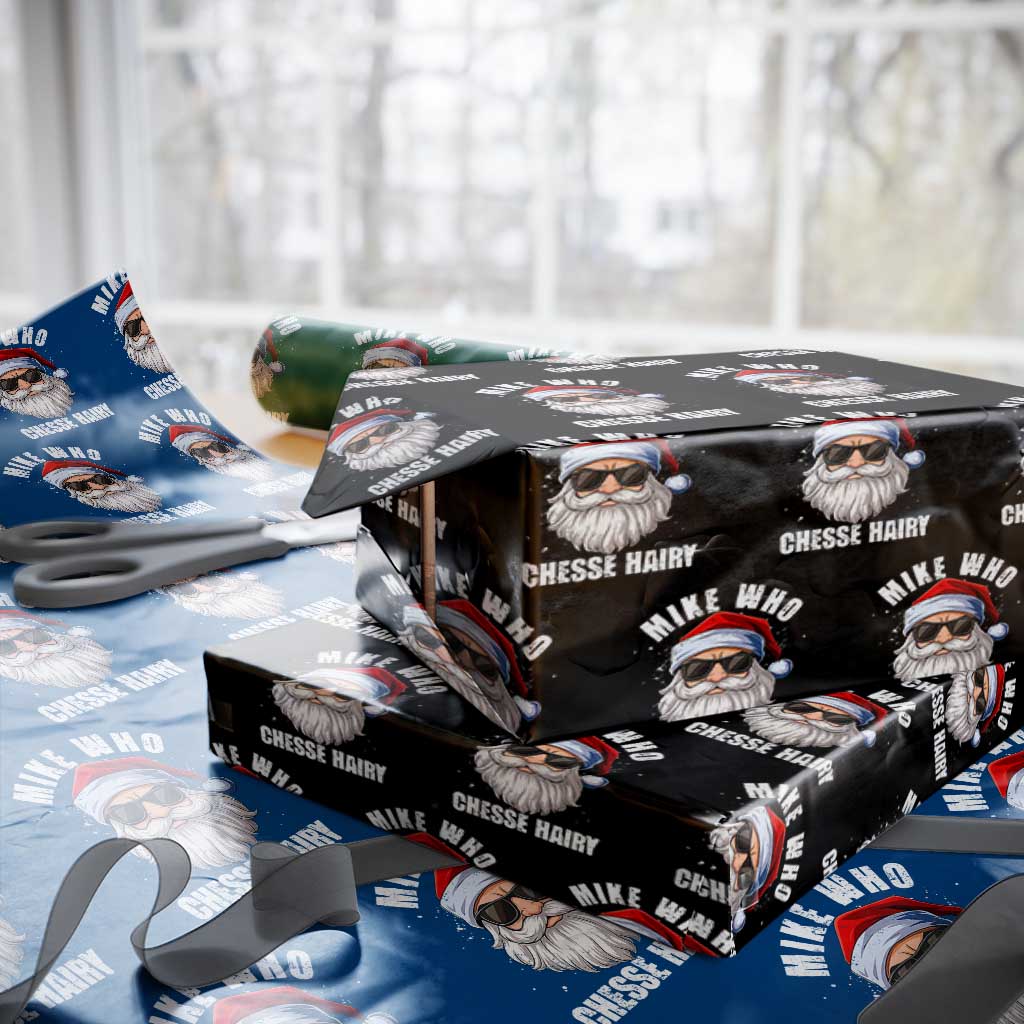 Funny Santa Jokes Wrapping Paper Roll Mike Who Chesse Hairy Inappropriate Adult Humor Christmas - Wonder Print Shop