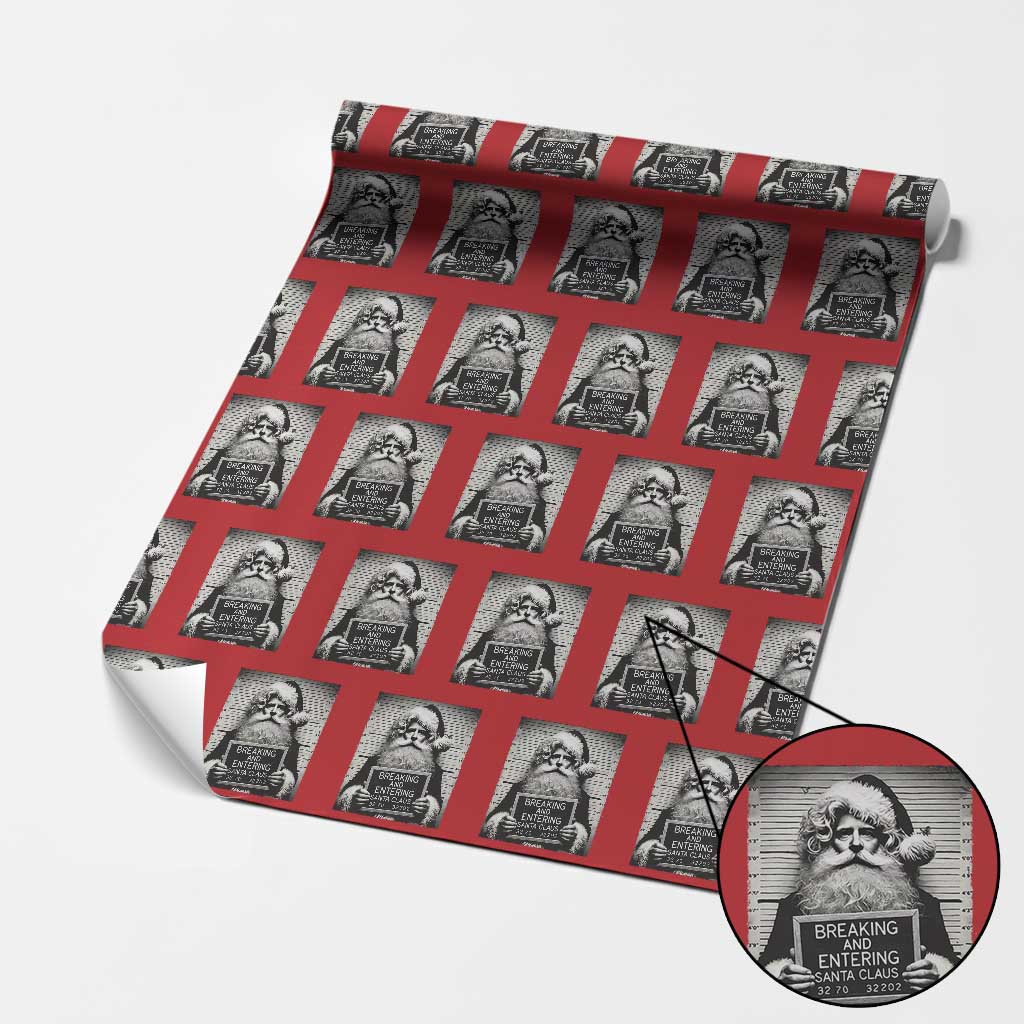 Funny Santa Mugshot Wrapping Paper Roll Naughty Christmas Festive Vibe