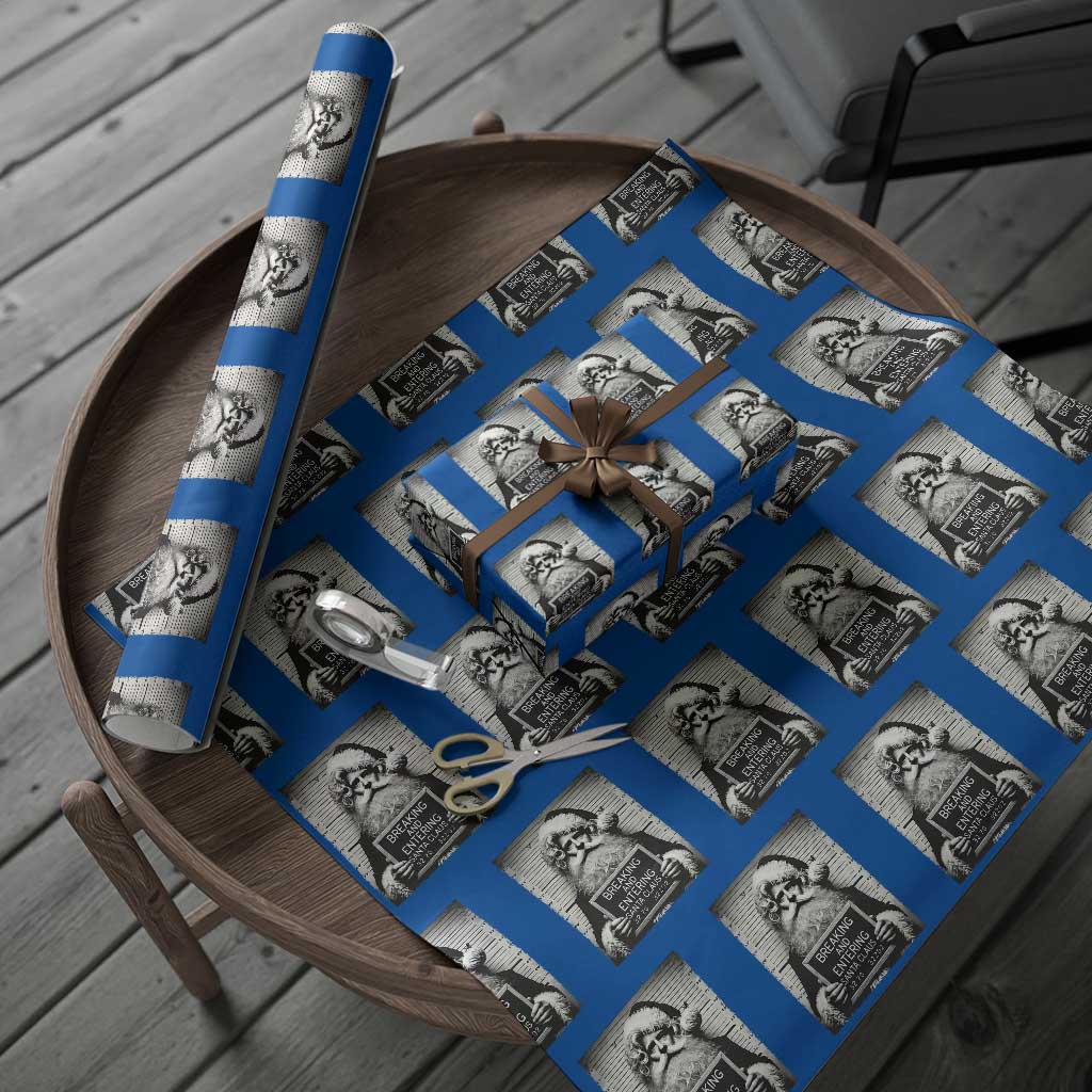 Funny Santa Mugshot Wrapping Paper Roll Naughty Christmas Festive Vibe