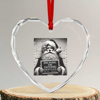 Funny Santa Mugshot Heart Crystal Glass Ornament Naughty Xmas Festive Vibe - Wonder Print Shop