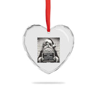 Funny Santa Mugshot Heart Crystal Glass Ornament Naughty Xmas Festive Vibe - Wonder Print Shop