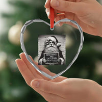 Funny Santa Mugshot Heart Crystal Glass Ornament Naughty Xmas Festive Vibe - Wonder Print Shop