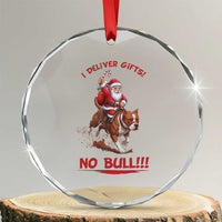 Funny Santa Pitbull Christmas Crystal Glass Ornament I Deliver Gifts No Bull - Wonder Print Shop