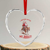 Funny Santa Pitbull Christmas Heart Crystal Glass Ornament I Deliver Gifts No Bull - Wonder Print Shop