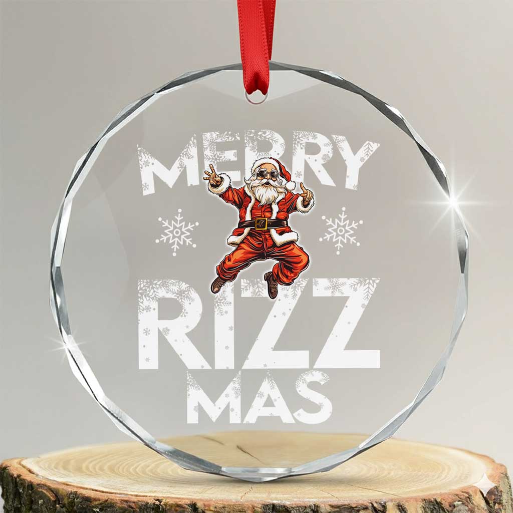 Funny Santa Rizz Xmas Crystal Glass Ornament Merry Rizz Mas Cool - Wonder Print Shop