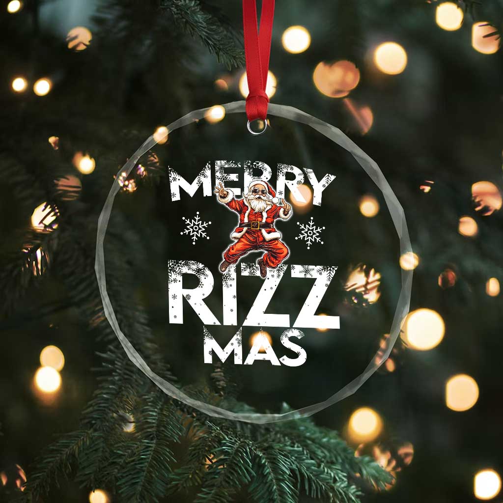 Funny Santa Rizz Xmas Crystal Glass Ornament Merry Rizz Mas Cool TS02