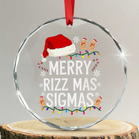 Funny Santa Rizz Xmas Crystal Glass Ornament Merry Rizzmas Sigmas - Wonder Print Shop