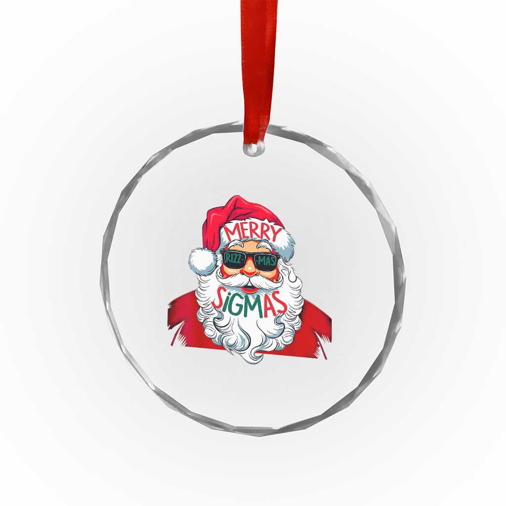 Funny Santa Rizz Xmas Crystal Glass Ornament Merry Rizzmas Sigmas Xmas Gen Alpha Middle School TS02