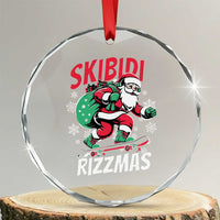 Funny Santa Rizz Xmas Crystal Glass Ornament Retro Skibidi Rizzmas Claus Skating Board Xmas TS02