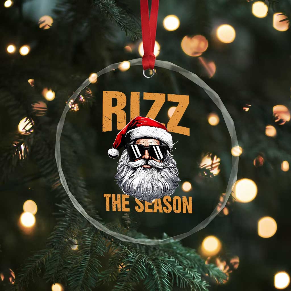 Funny Santa Rizz Xmas Crystal Glass Ornament Rizz The Season TS02