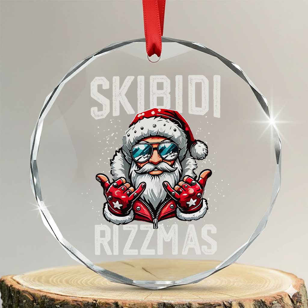 Funny Santa Rizz Xmas Crystal Glass Ornament Skibidi Rizzmas Gen Alpha Slang Cool Santa - Wonder Print Shop