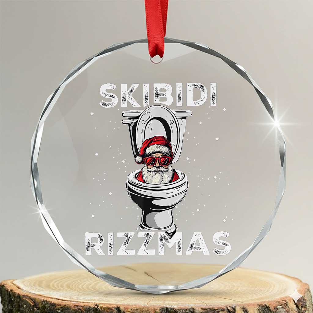 Funny Santa Rizz Xmas Crystal Glass Ornament Skibiti Toilet Rizzmas - Wonder Print Shop
