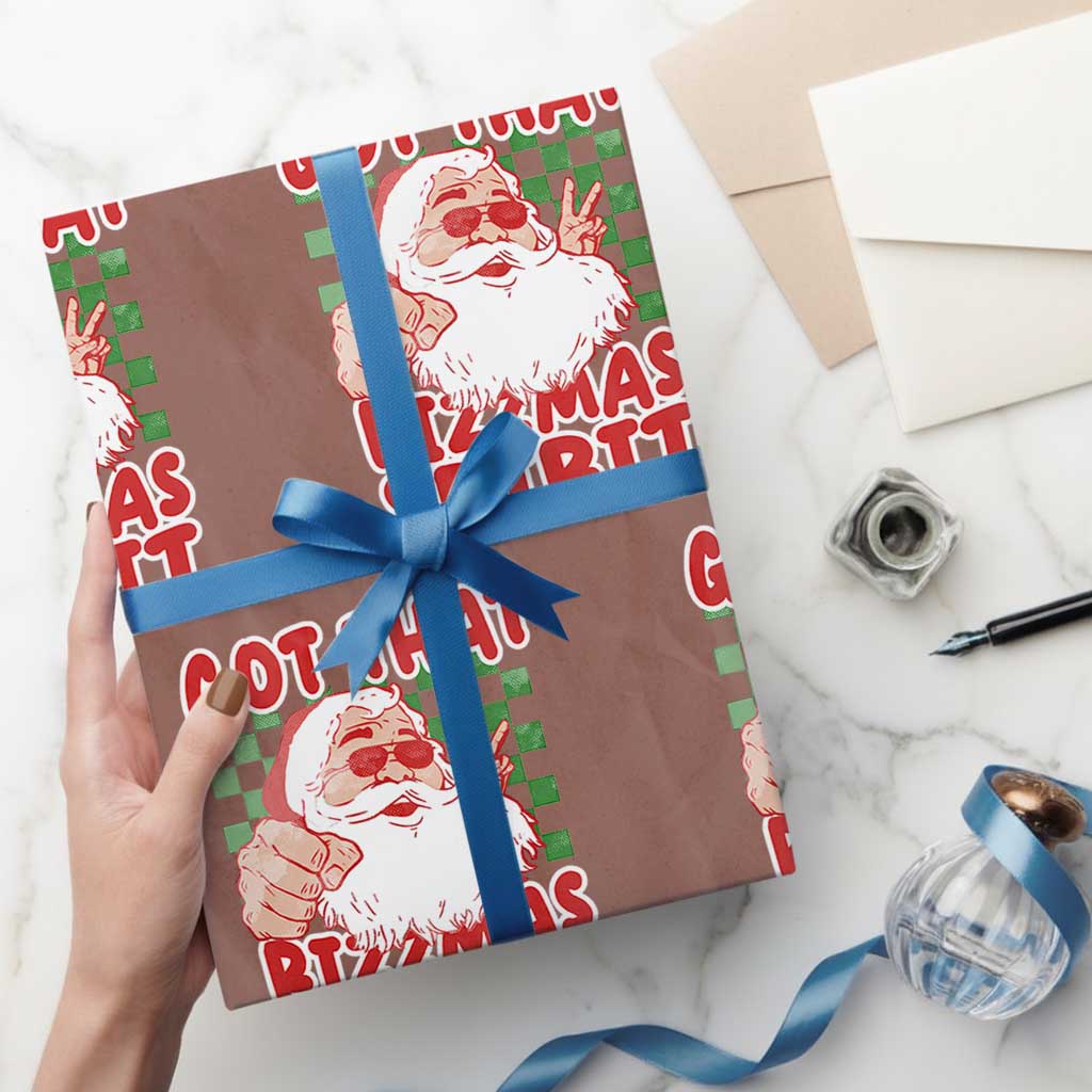 Funny Santa Rizz Xmas Wrapping Paper Roll Got That Rizzmas Spirit Retro Groovy
