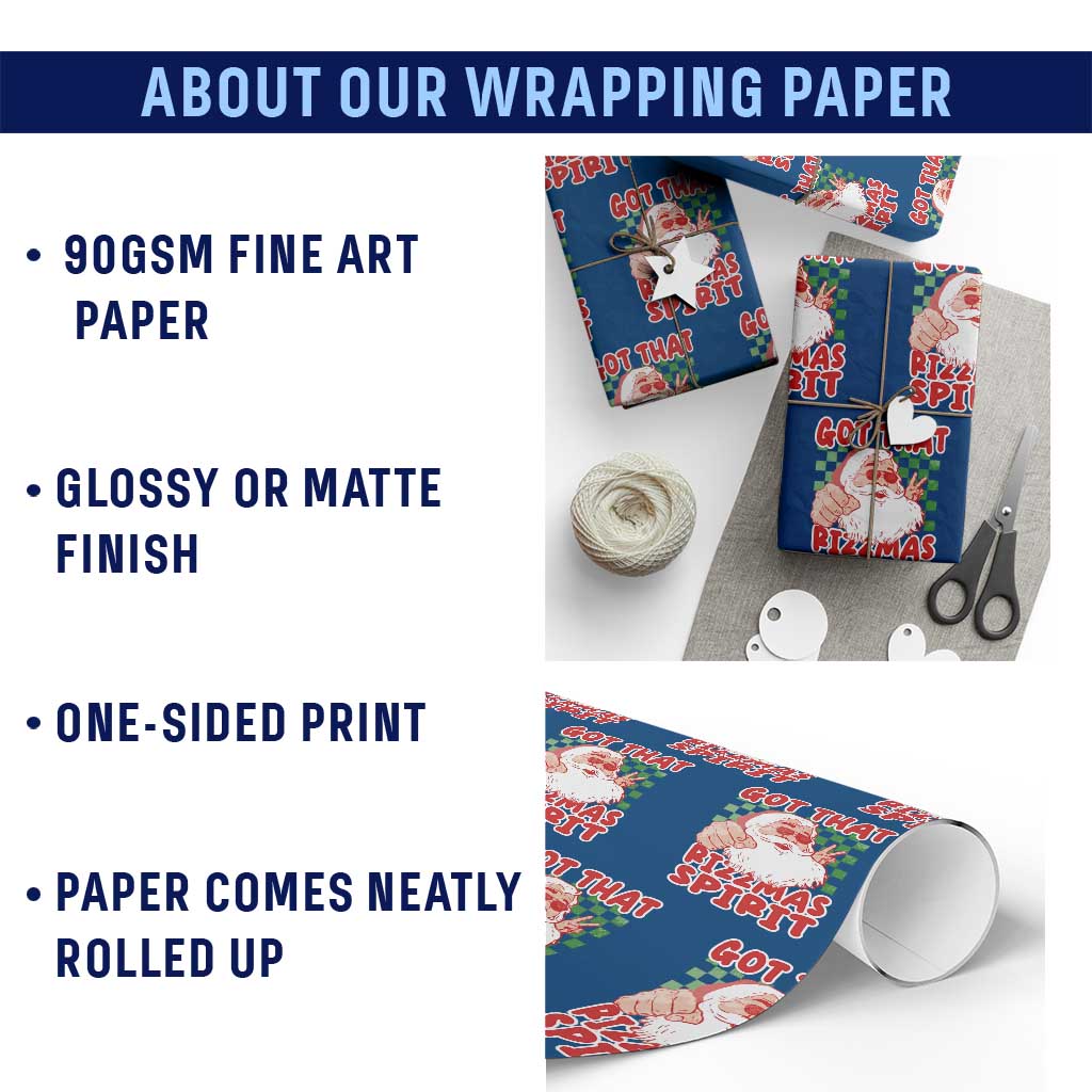 Funny Santa Rizz Xmas Wrapping Paper Roll Got That Rizzmas Spirit Retro Groovy