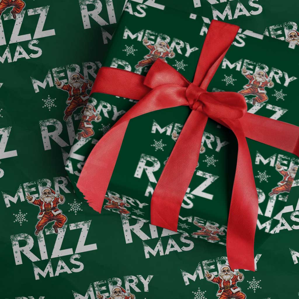 Funny Santa Rizz Xmas Wrapping Paper Roll Merry Rizz Mas Cool