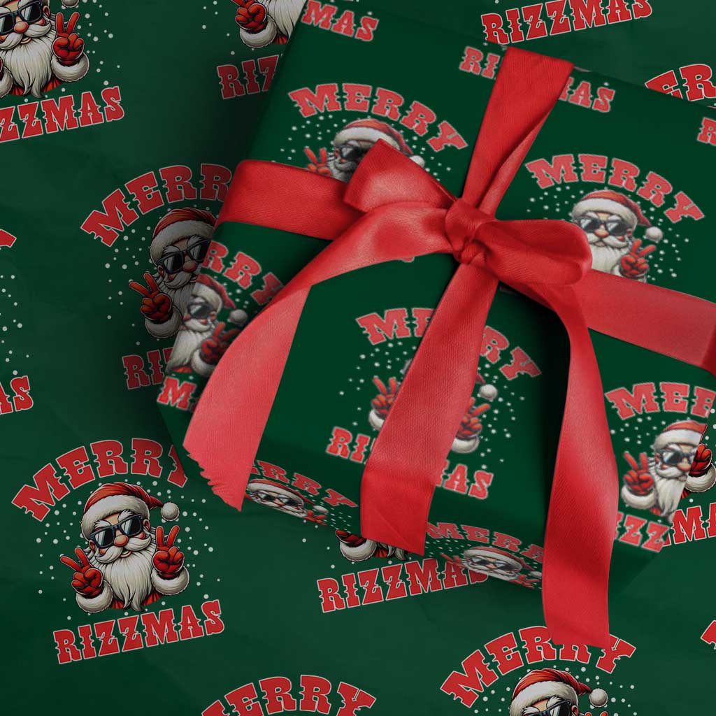 Funny Santa Rizz Xmas Wrapping Paper Roll Merry Rizzmas Claus Funny Xmas