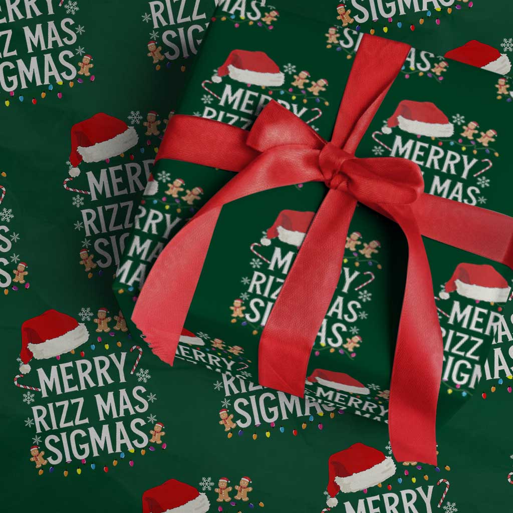 Funny Santa Rizz Xmas Wrapping Paper Roll Merry Rizzmas Sigmas
