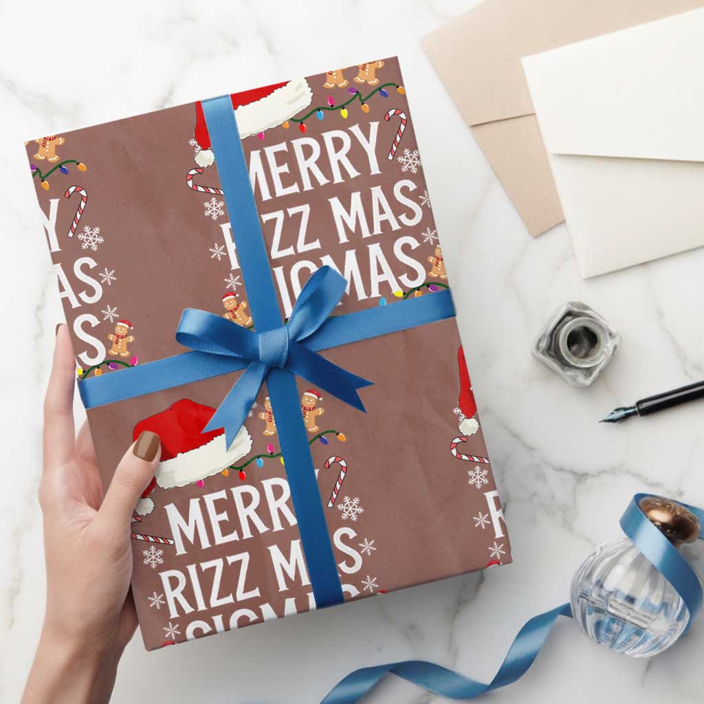 Funny Santa Rizz Xmas Wrapping Paper Roll Merry Rizzmas Sigmas