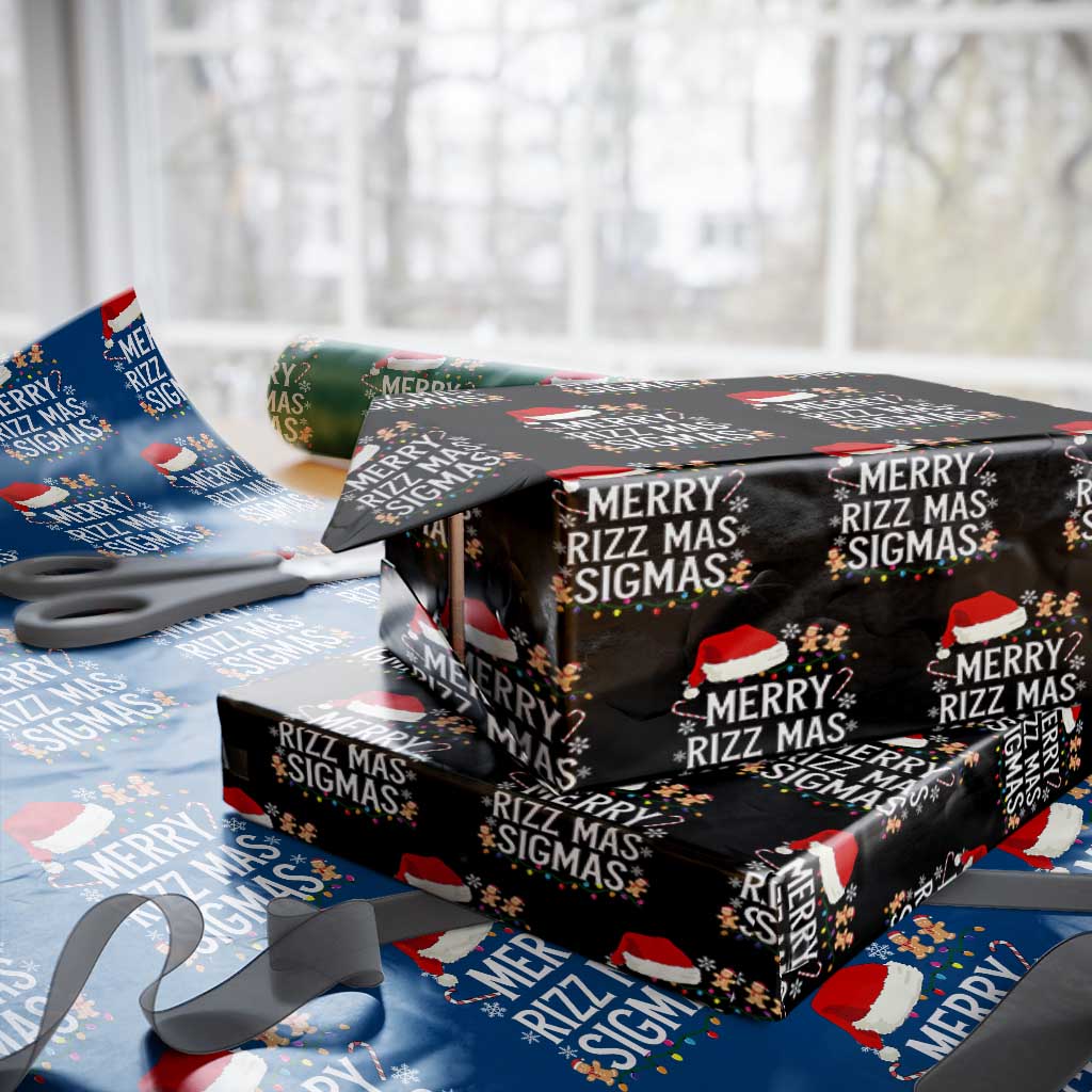 Funny Santa Rizz Xmas Wrapping Paper Roll Merry Rizzmas Sigmas