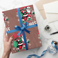Funny Santa Rizz Xmas Wrapping Paper Roll Retro Skibidi Rizzmas Claus Skating Board Xmas