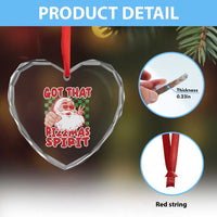 Funny Santa Rizz Xmas Heart Crystal Glass Ornament Got That Rizzmas Spirit Retro Groovy - Wonder Print Shop