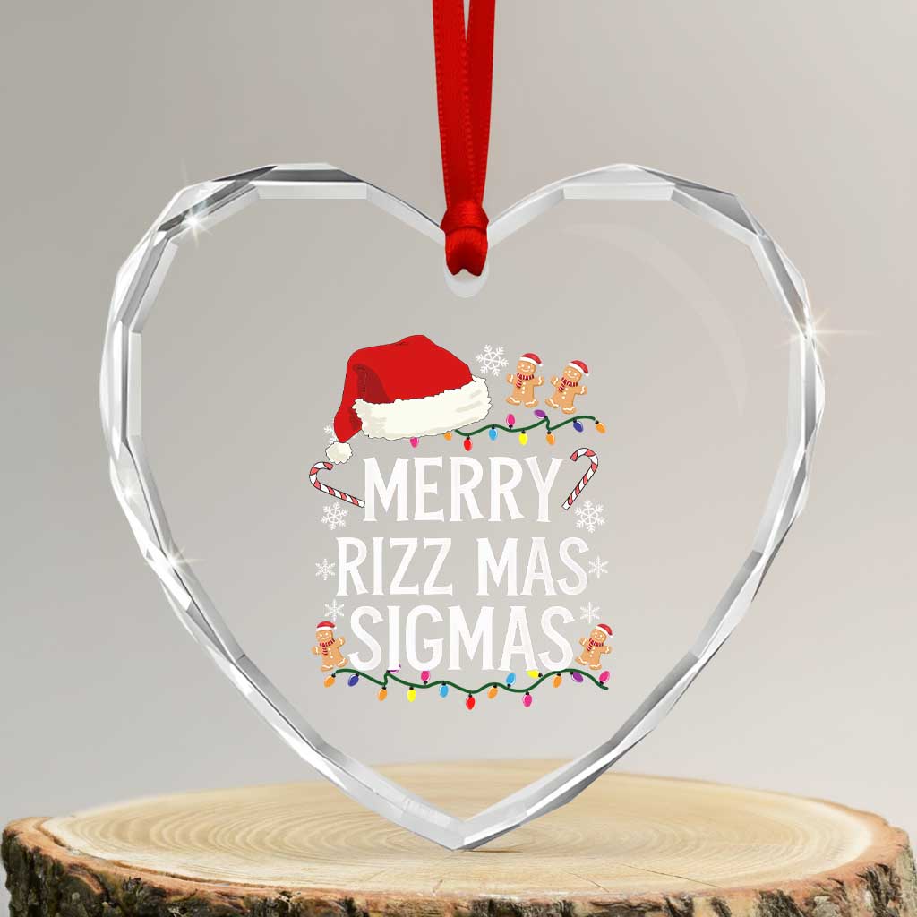 Funny Santa Rizz Xmas Heart Crystal Glass Ornament Merry Rizzmas Sigmas - Wonder Print Shop