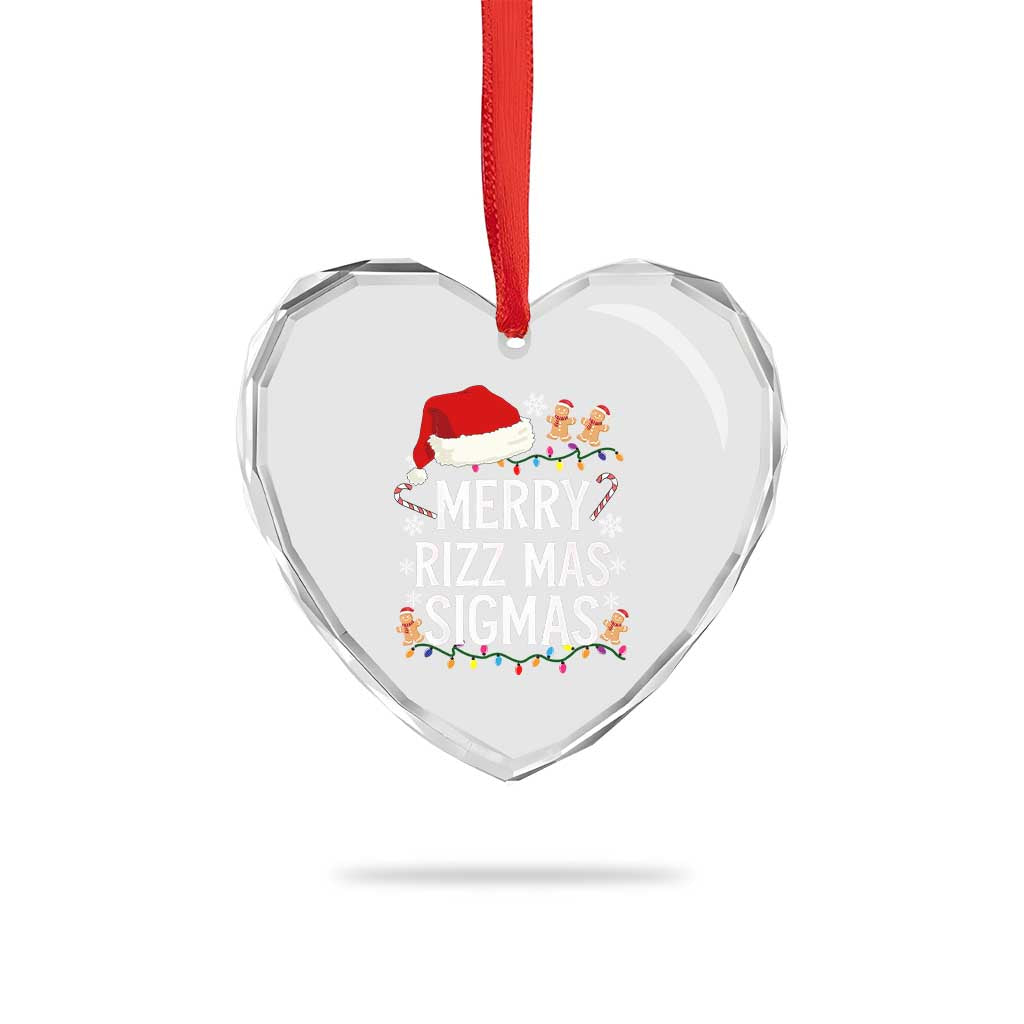 Funny Santa Rizz Xmas Heart Crystal Glass Ornament Merry Rizzmas Sigmas - Wonder Print Shop