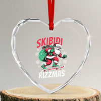 Funny Santa Rizz Xmas Heart Crystal Glass Ornament Retro Skibidi Rizzmas Claus Skating Board Xmas - Wonder Print Shop