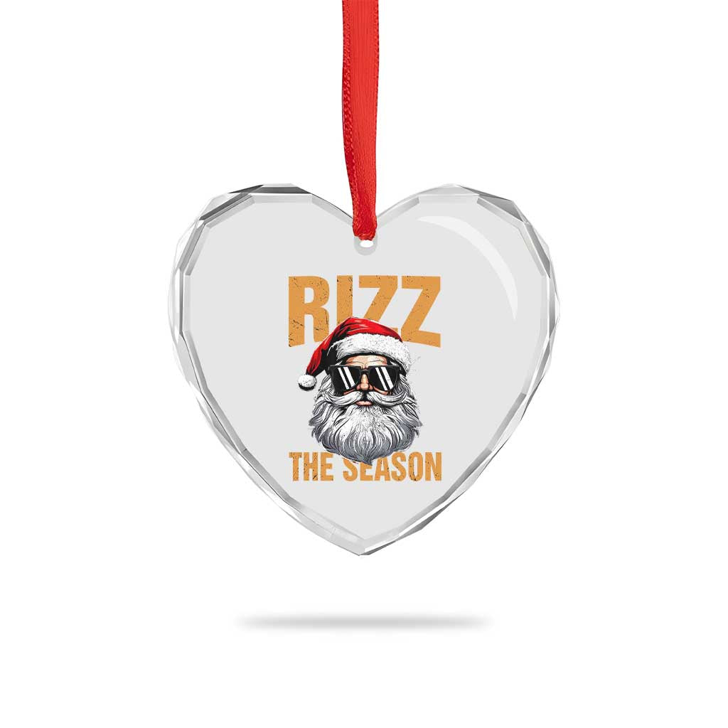 Funny Santa Rizz Xmas Heart Crystal Glass Ornament Rizz The Season - Wonder Print Shop