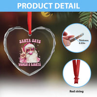 Funny Santa Says Womens Rights Heart Crystal Glass Ornament Feminist Activist Christmas Gift - Wonder Print Shop