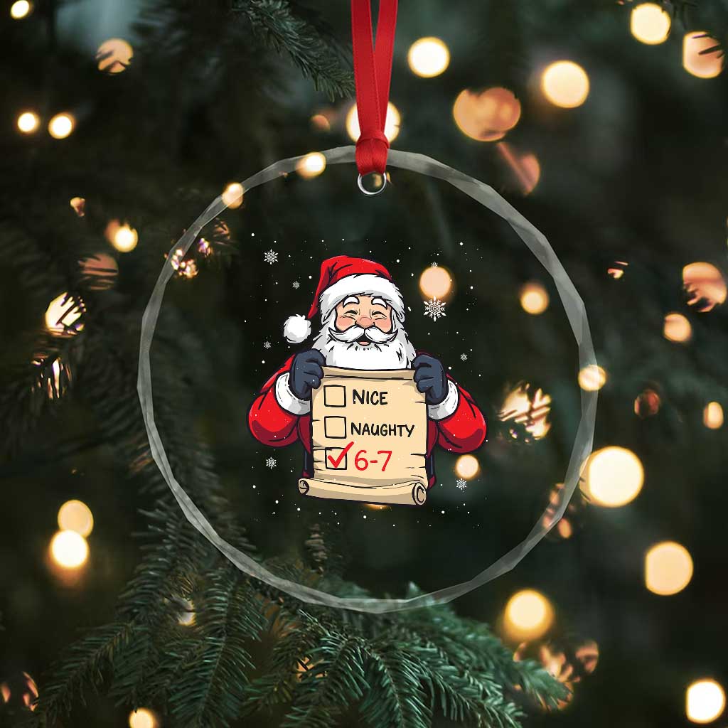 Funny Santa Six Seven Meme Crystal Glass Ornament Gen Z Christmas Gift - Wonder Print Shop