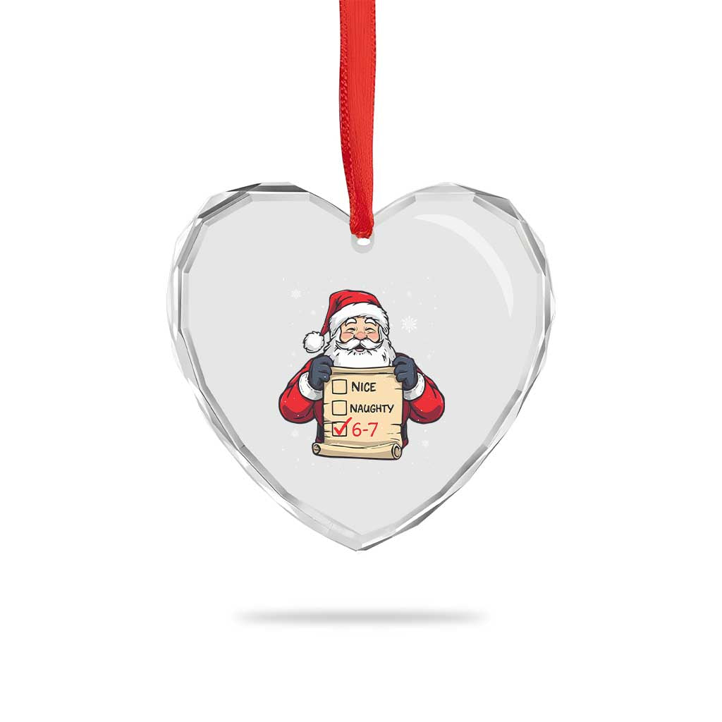 Funny Santa Six Seven Meme Heart Crystal Glass Ornament Gen Z Christmas Gift - Wonder Print Shop