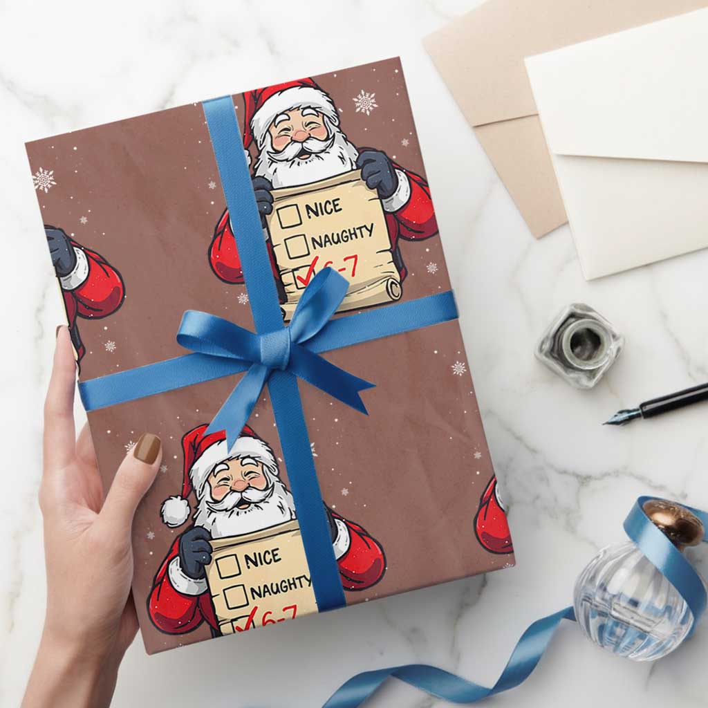 Funny Santa Six Seven Meme Wrapping Paper Roll Gen Z Christmas Gift - Wonder Print Shop