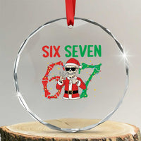 Funny Santa Skeleton Says Six Seven Crystal Glass Ornament Christmas Meme Gift - Wonder Print Shop