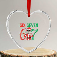 Funny Santa Skeleton Says Six Seven Heart Crystal Glass Ornament Christmas Meme Gift - Wonder Print Shop