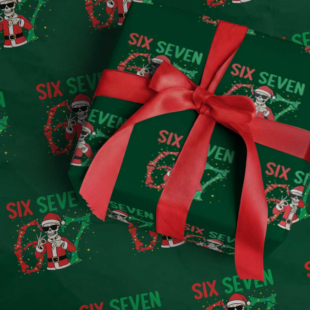 Funny Santa Skeleton Says Six Seven Wrapping Paper Roll Christmas Meme Gift - Wonder Print Shop